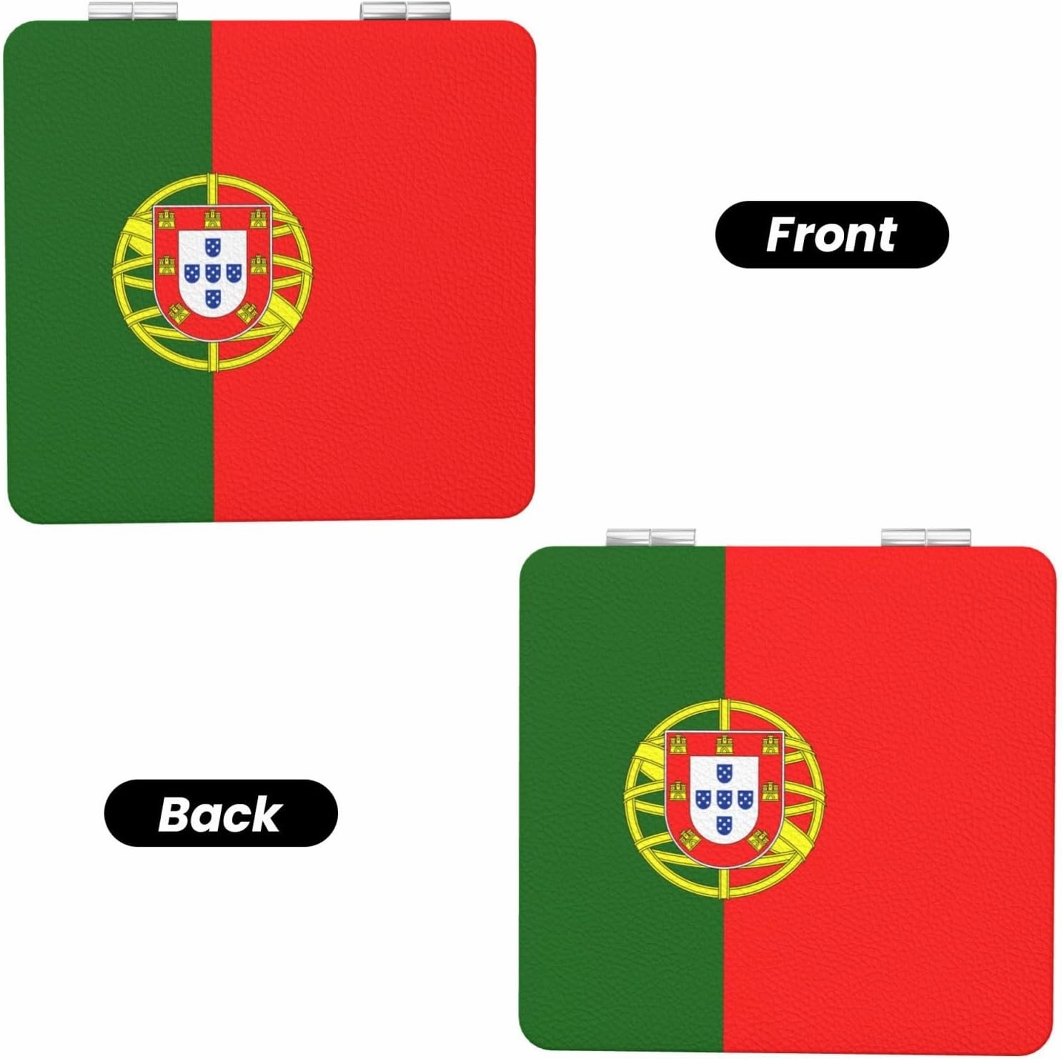 Portuguese Flag Makeup Mirror Portable Folding Mini Mirror Double Sided Travel Makeup Mirror Square Handheld Pocket Mirror