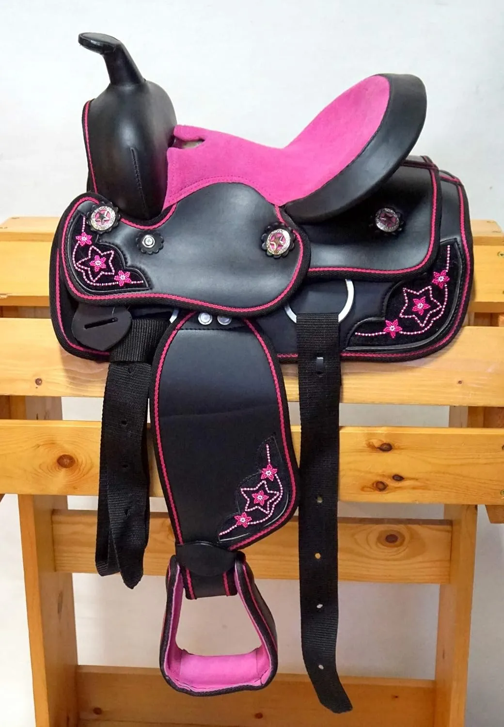 Premium Synthetic Western Saddle - 10" to 12" Inch, Durable Comfy Horse Saddle with Tack Set for Pleasure Trail Rides, Horse Riding and Racing Accessories, MO-NO-13