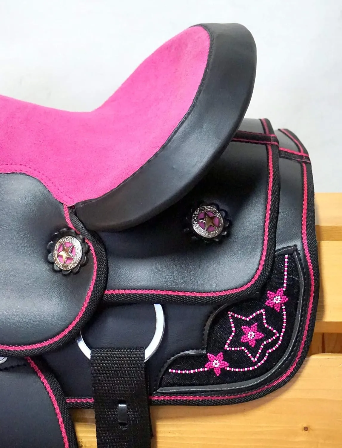 Premium Synthetic Western Saddle - 10" to 12" Inch, Durable Comfy Horse Saddle with Tack Set for Pleasure Trail Rides, Horse Riding and Racing Accessories, MO-NO-13