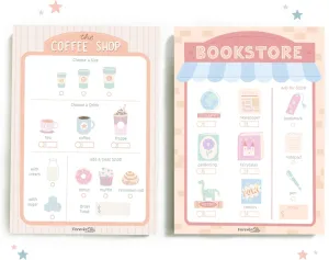 Pretend Play Notepad Set for Kids – Coffee Shop Cafe Play Menus, Restaurant Role Play for Toddlers, Cash Register Accessories, Educational Learning Toys Playset for Children, Imaginative Play for Girl