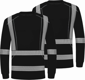 ProtectX Men's High Visibility Heavy Duty Long Sleeve Reflective Safety T-Shirts for Construction, Class 2-3 Type R