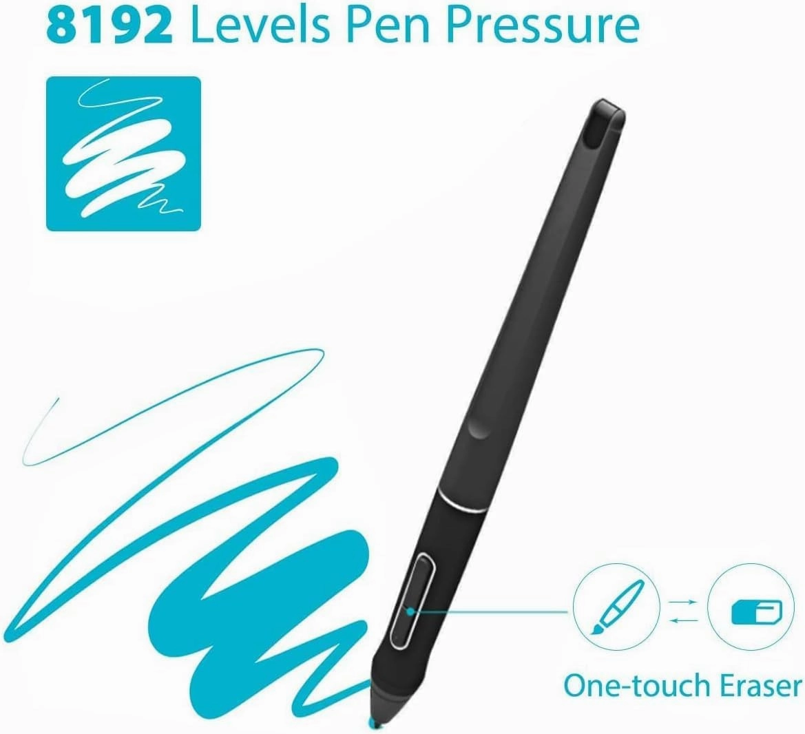 PW507 Passive Pen 8192 Levels Suitable for huion Digital Graphics Tablets Kamvas Pro 12/Pro 13/Pro 16/16/20 with Two Customized Keys, Black