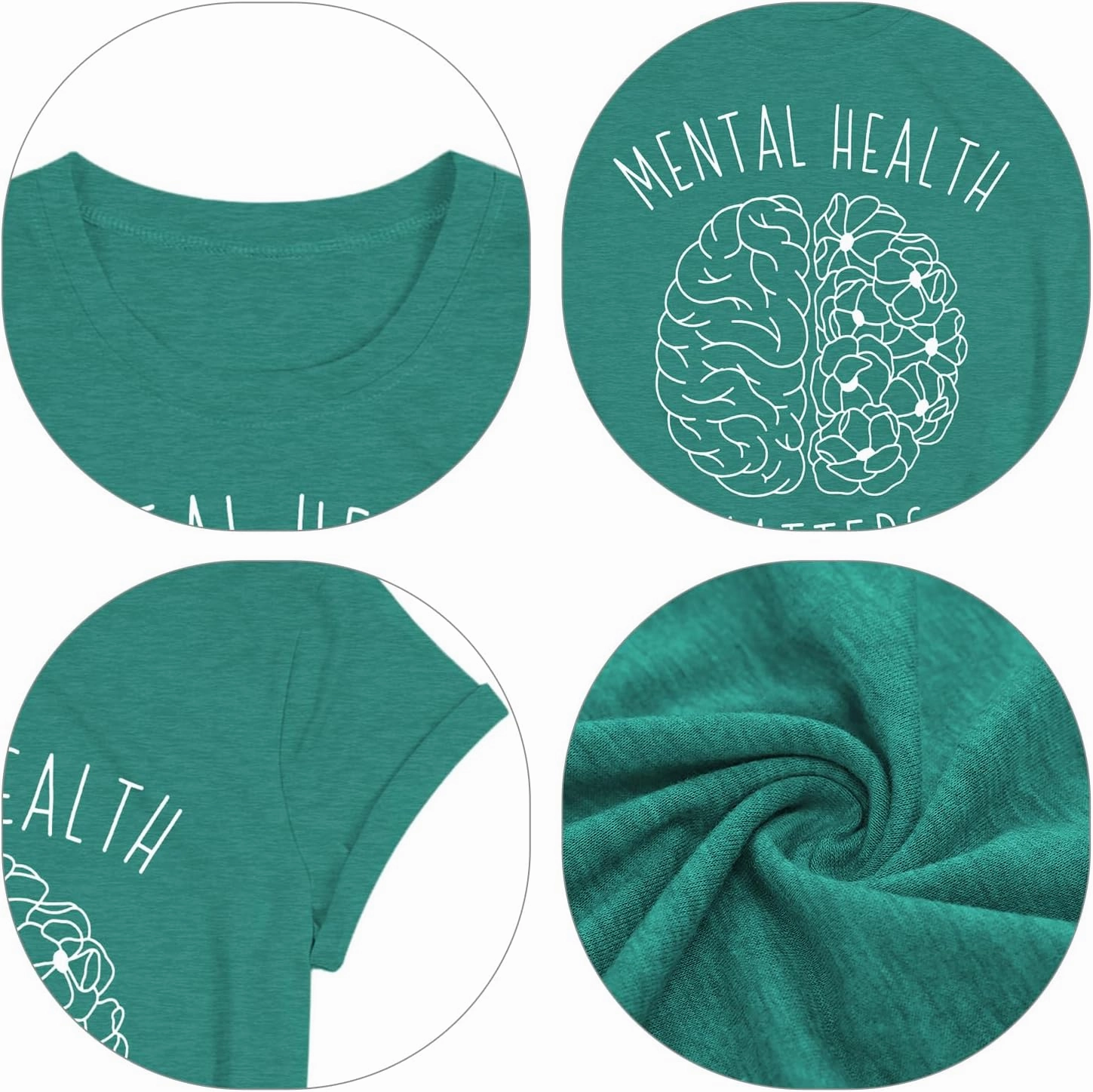 qdl Mental Health Matters Shirt Women Human Brain Illness Awareness Tshirts Therapist Psychologist Short Sleeve