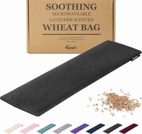Qomfor Microwave Heating Pad - Large Microwavable Wheat Bag Heat Pack for Neck and Shoulders, Pain Relief, Back Pain, Arthritis, Period Cramps - Reusable Lavender Heating Pad (Black)