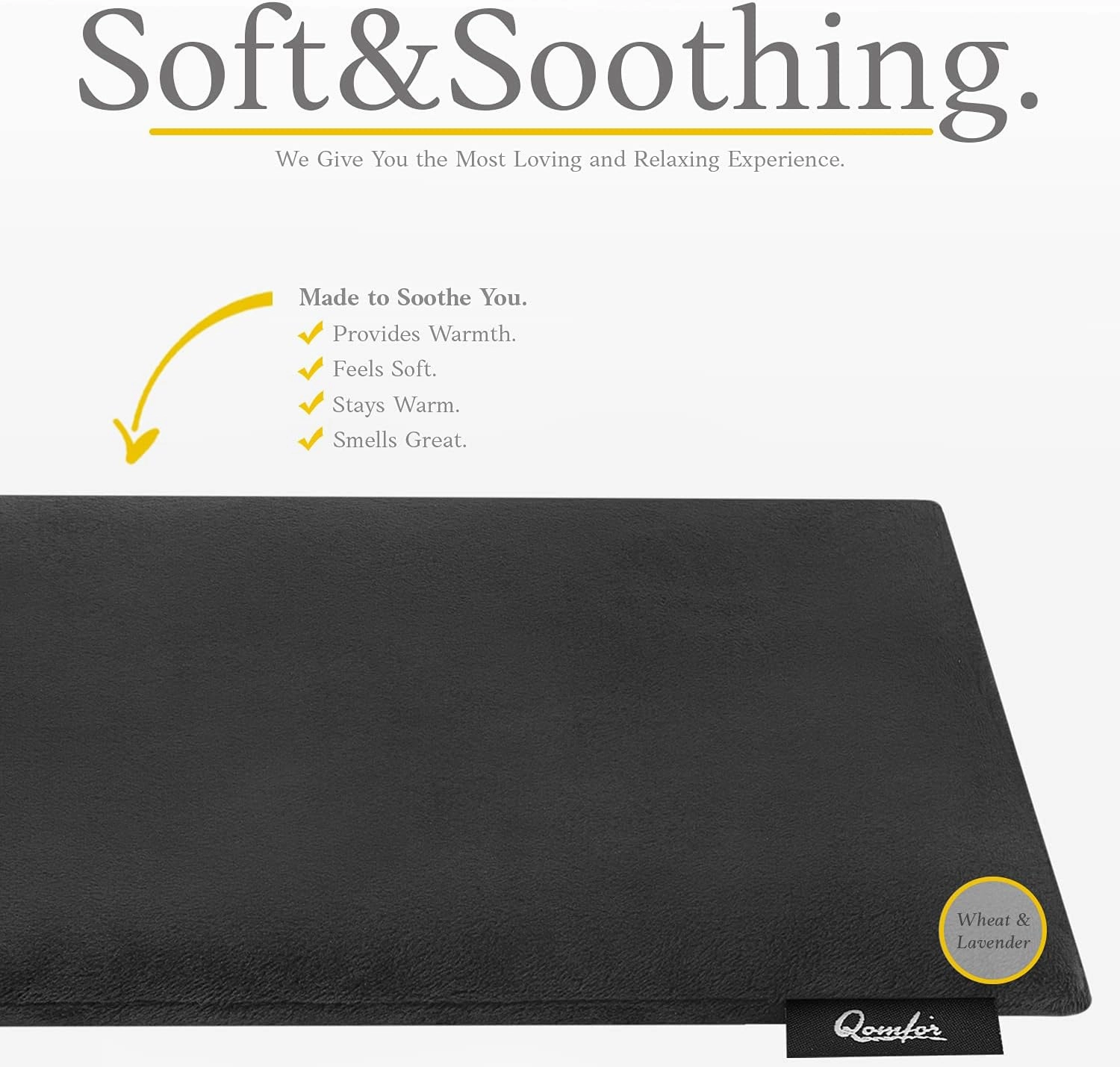 Qomfor Microwave Heating Pad - Large Microwavable Wheat Bag Heat Pack for Neck and Shoulders, Pain Relief, Back Pain, Arthritis, Period Cramps - Reusable Lavender Heating Pad (Black)