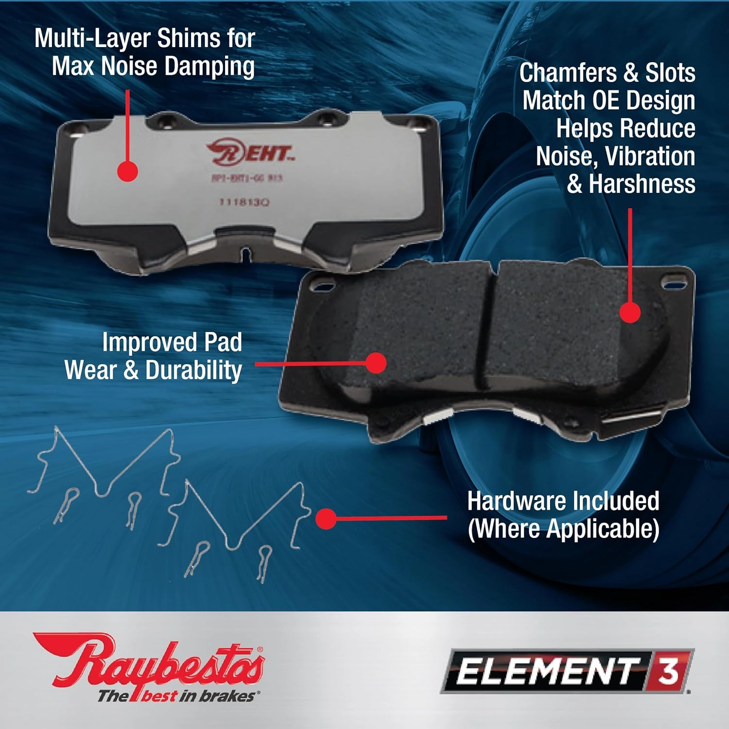 Raybestos Element3 EHT™ Automotive Replacement Front Brake Pad for Select Toyota (Corolla,RAV4, Prius, Matrix), Pontiac (Vibe), Scion (xB,xD) (EHT1210H)