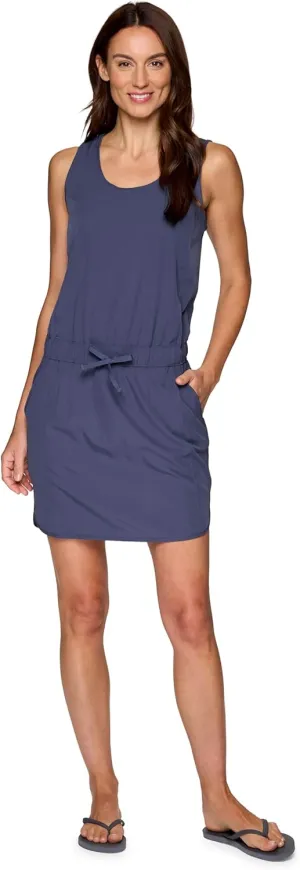 RBX Tank Dress for Women, Quick Drying Stretch Woven Hiking Golf Dress, Drawstring Waist Beach Dress Coverup with Pockets