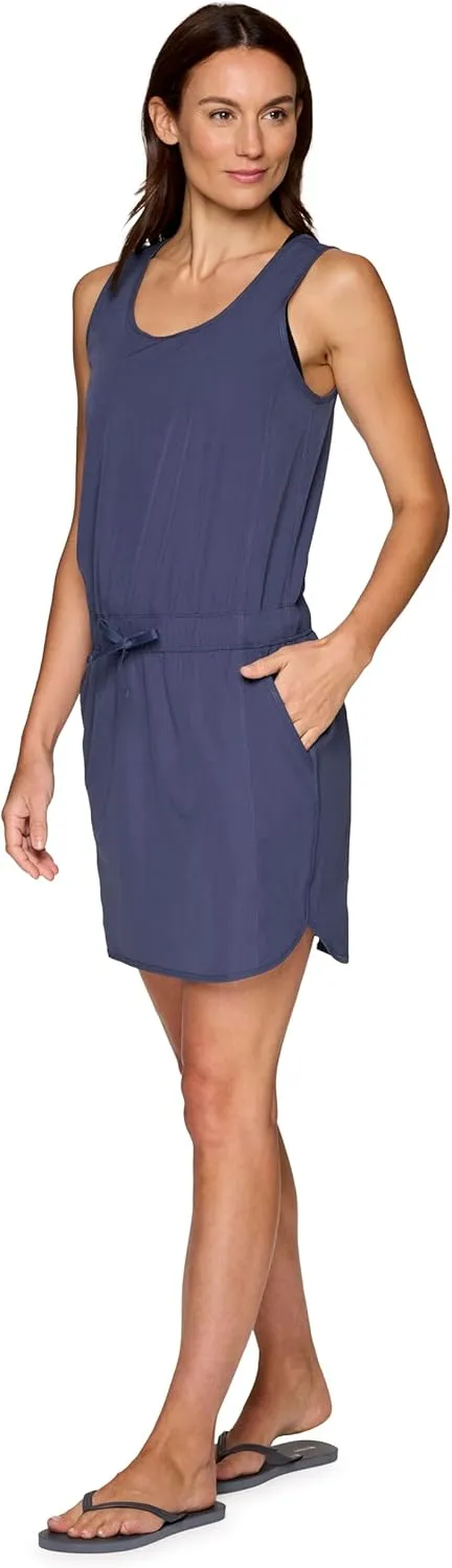 RBX Tank Dress for Women, Quick Drying Stretch Woven Hiking Golf Dress, Drawstring Waist Beach Dress Coverup with Pockets