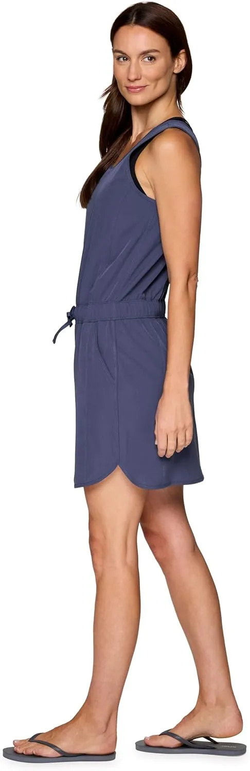 RBX Tank Dress for Women, Quick Drying Stretch Woven Hiking Golf Dress, Drawstring Waist Beach Dress Coverup with Pockets