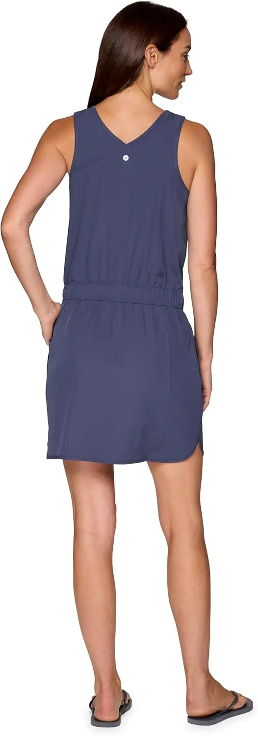 RBX Tank Dress for Women, Quick Drying Stretch Woven Hiking Golf Dress, Drawstring Waist Beach Dress Coverup with Pockets