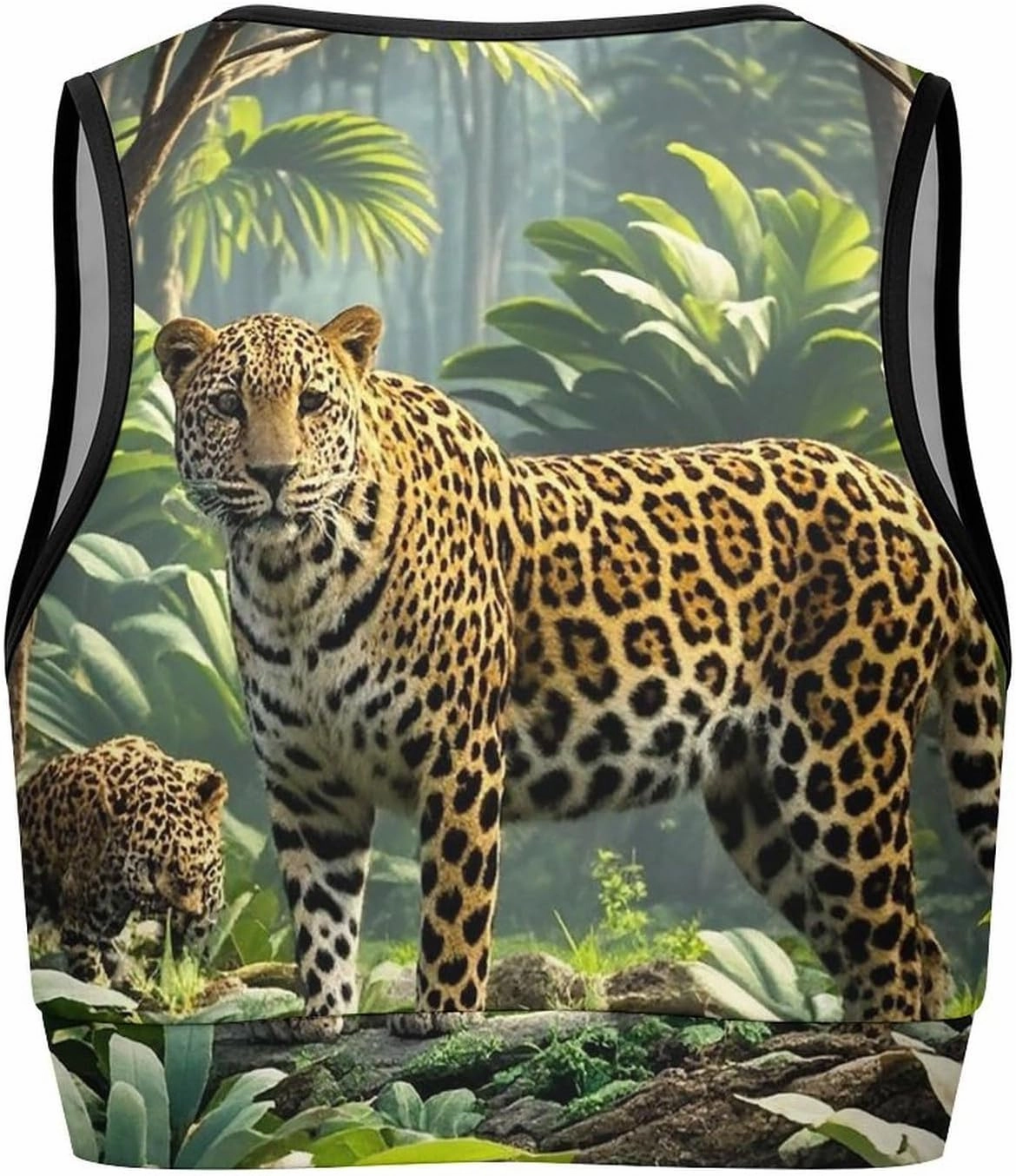 Removable Chest Pad Yoga Vest for Running Exercise Pilates Animal Leopard Print Jungle Fitness Vest