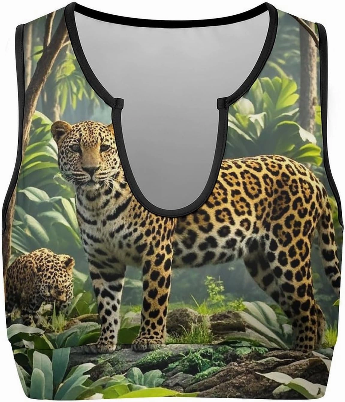 Removable Chest Pad Yoga Vest for Running Exercise Pilates Animal Leopard Print Jungle Fitness Vest