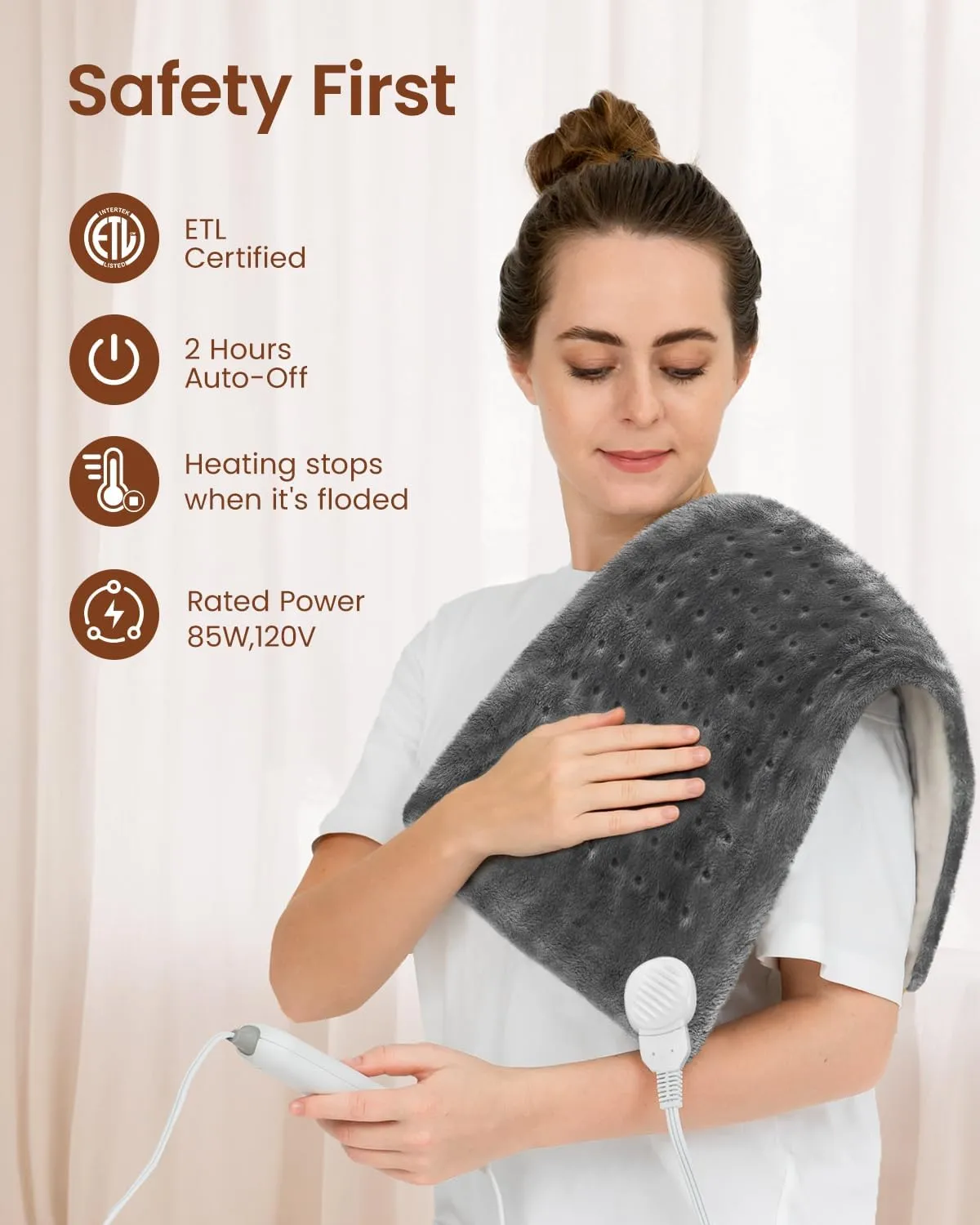 RENPHO Heating Pad for Back Pain & Period Cramps, FSA HSA Eligible, Fathers Day Dad Gifts, 12" x24‘’ Electric Heat Pad for Neck and Shoulder, Birthday Gifts for Women Men, ETL Certified (Gray)
