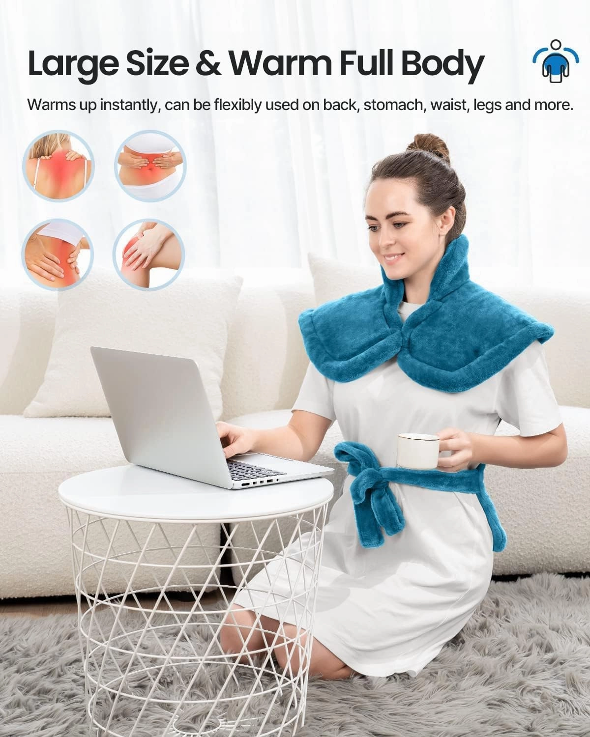 RENPHO Mothers Day Gifts for Mom, Heating Pad for Neck and Shoulders and Back Pain Relie, Birthday Gifts for Women Men, FSA HSA Eligible, 24"x33" Electric Heat Pad, Auto Shut Off, ETL Certified, Blue