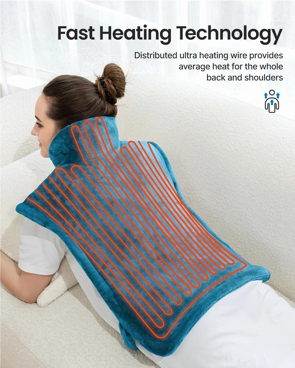 RENPHO Mothers Day Gifts for Mom, Heating Pad for Neck and Shoulders and Back Pain Relie, Birthday Gifts for Women Men, FSA HSA Eligible, 24"x33" Electric Heat Pad, Auto Shut Off, ETL Certified, Blue
