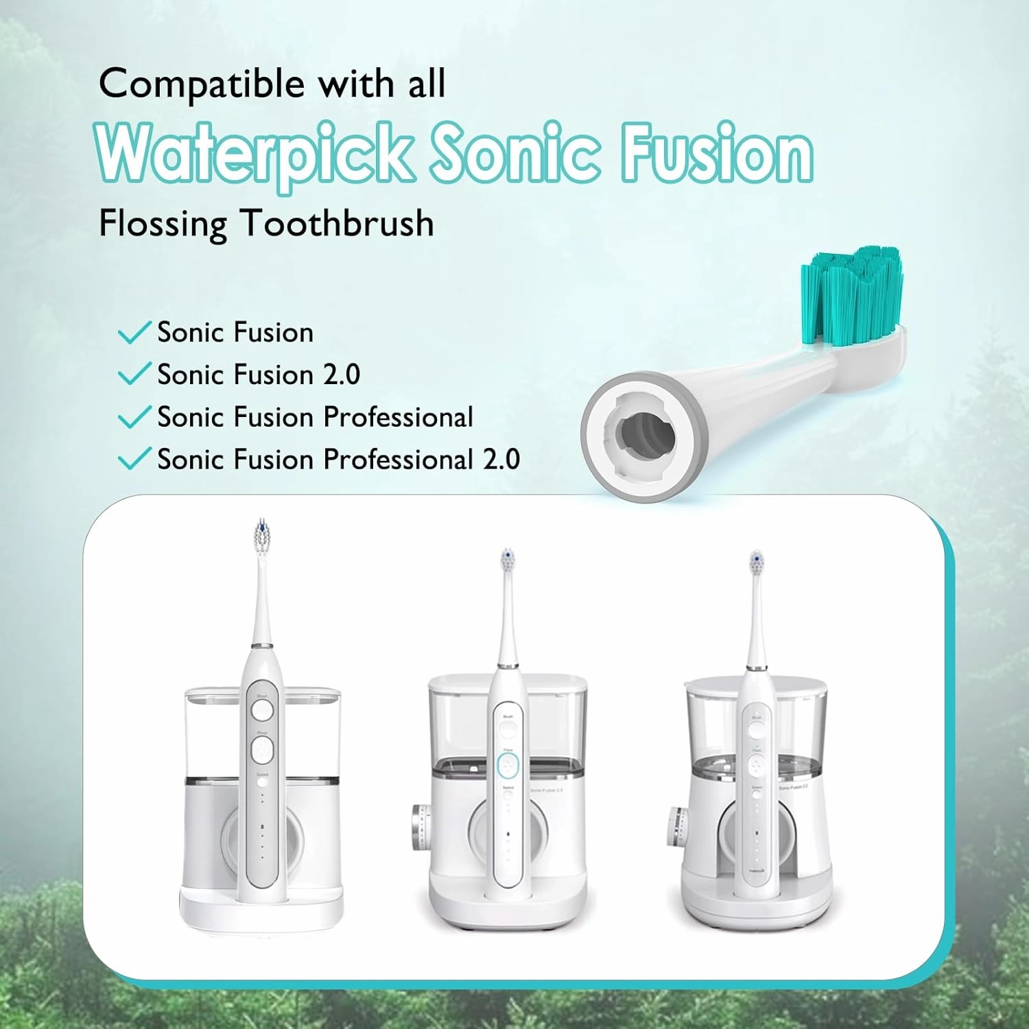 Replacement Heads for Waterpik Sonic Fusion 2.0, Extra-Large Size Flossing Toothbrush Head fit for Water pik SF-01 SF-02 SF-03 SF-04 (White, 5 Count)