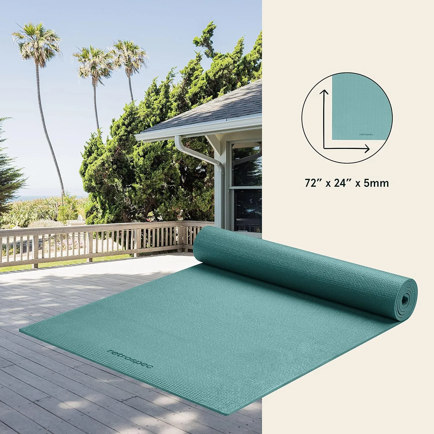 Retrospec Pismo Yoga Mat w/Nylon Strap for Men & Women - Non Slip Exercise Mat for Yoga, Pilates, Stretching, Floor & Fitness Workouts, .5mm Thick, Easy to Clean