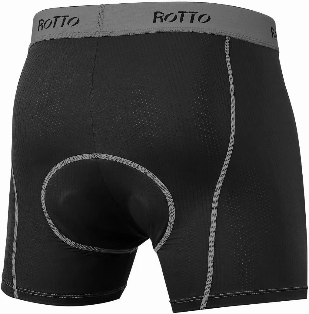 ROTTO Mens Padded Cycling Underwear Bike Shorts 3D MTB Liner Quick Drying