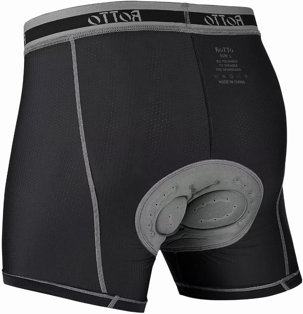 ROTTO Mens Padded Cycling Underwear Bike Shorts 3D MTB Liner Quick Drying