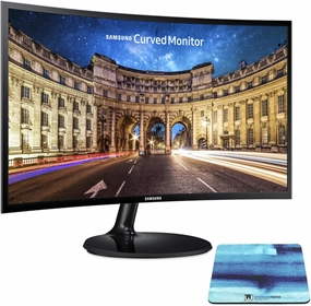 SAMSUNG 27 Inch Curved Computer Monitor, LC27F390FHNXZA LED 60Hz Full HD 1080P Gaming Slim Design for Home &Office, Wholesalehome Mouse Pad Included
