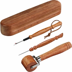 Savina Set 4 - Tailor Clapper/Seam Roller/Stiletto/Seam Rippers for Sewing - Wooden Sewing Quilting Tools