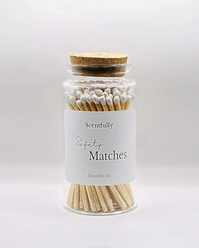 Scentfully 4" Safety Matches | Glass Bottle with Cork Lid | Approx. 80 Matches | Matchsticks | Home Decor | Candle Accessories