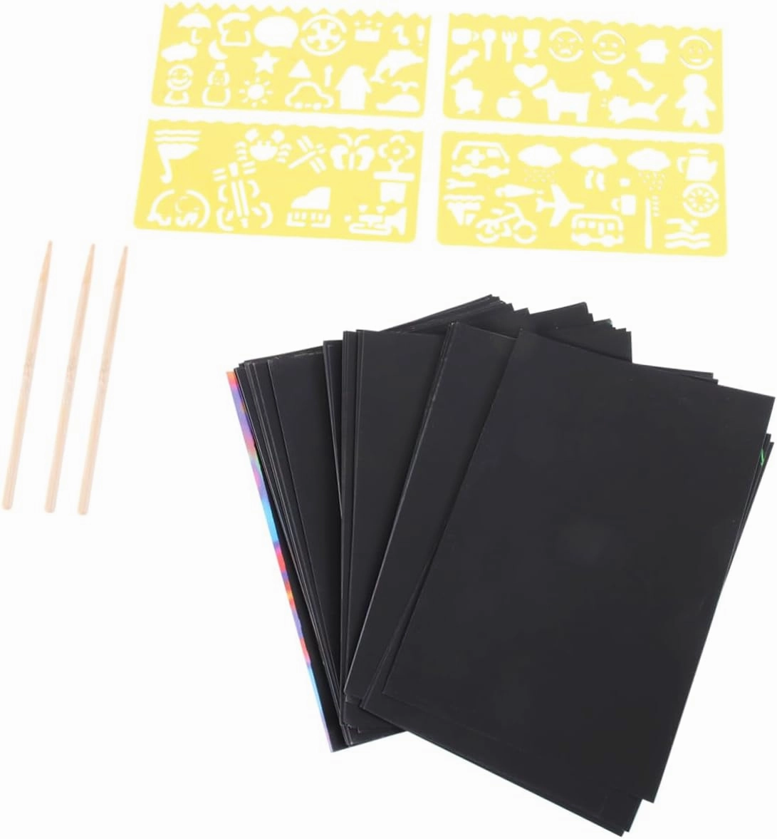 Scratch Drawing Papers for Kids 50 Sheets Safe Easy to Scratch Painting Set Great Present for Toddlers Preschoolers Elementary Students