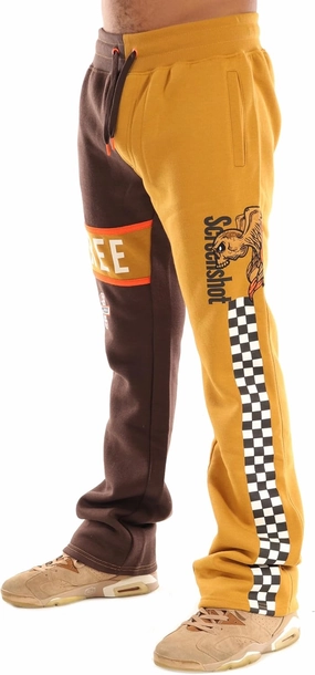 SCREENSHOT-Fleece Pants 4202 Mens Streetwear Urban Fit Fleece Pants - Stacked Fit Fashion Sweatpants Ribbed Wasteband
