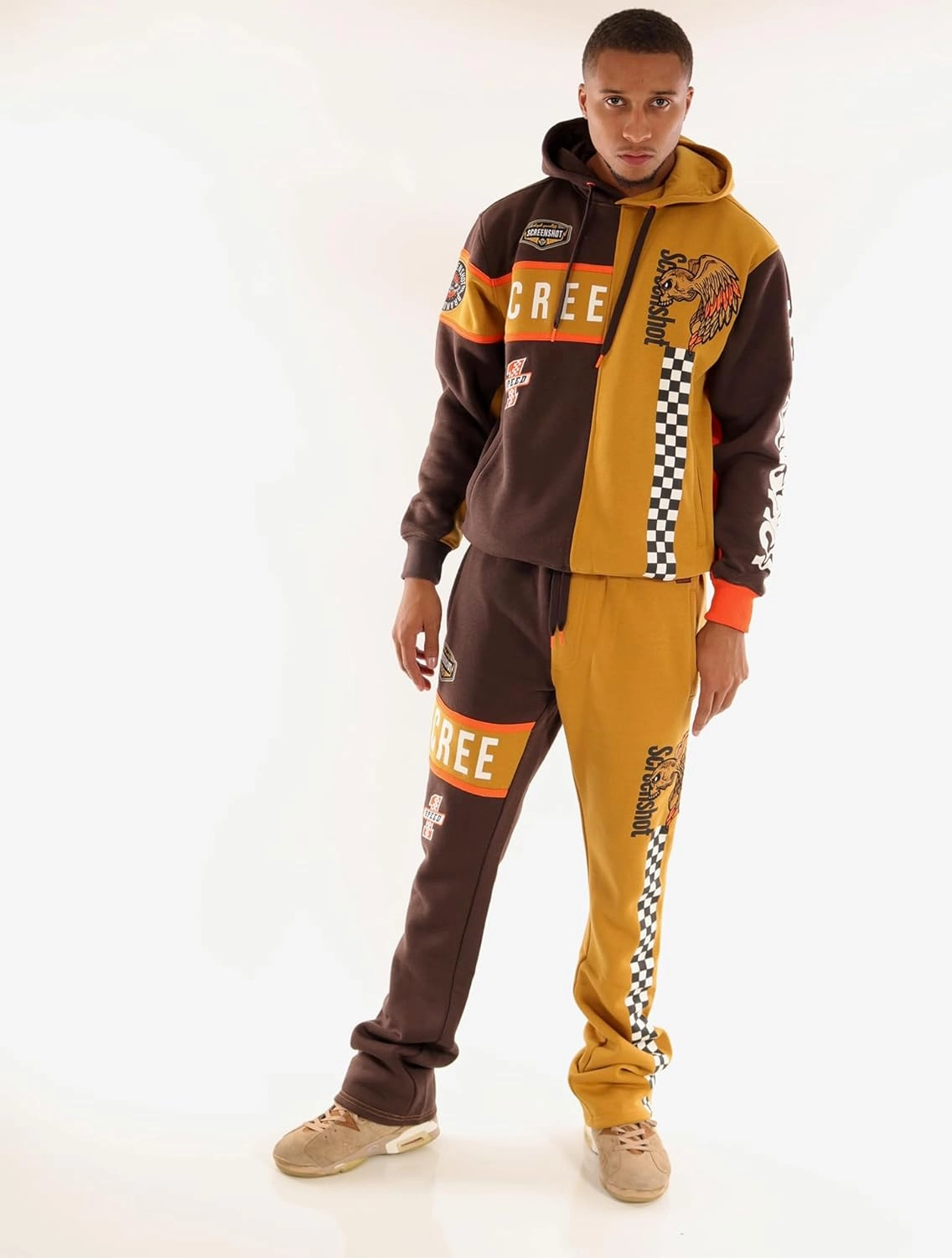 SCREENSHOT-Fleece Pants 4202 Mens Streetwear Urban Fit Fleece Pants - Stacked Fit Fashion Sweatpants Ribbed Wasteband