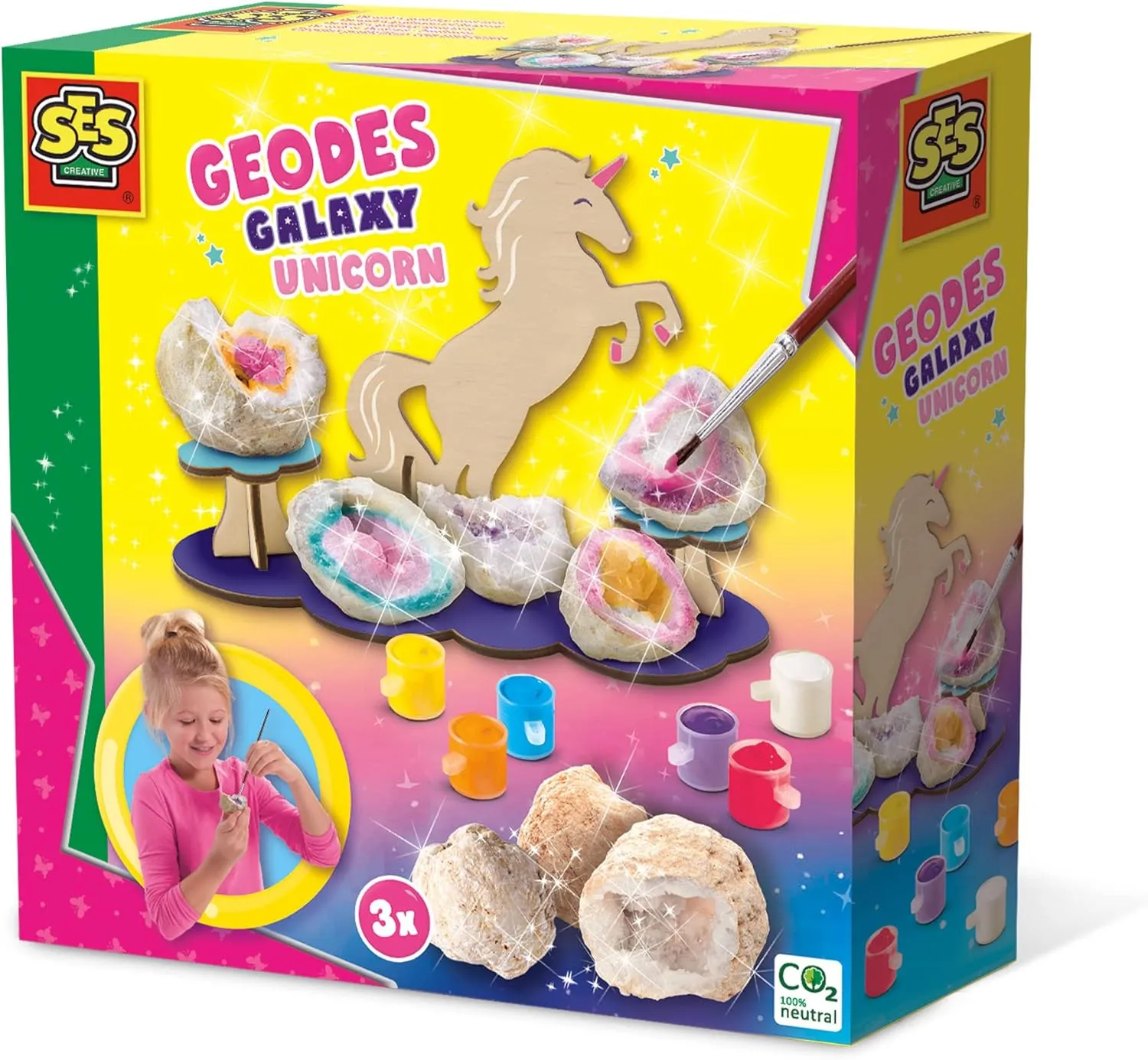 SES Creative Geodes Galaxy Unicorn Discovery Kit, Multi, One Size, 8 