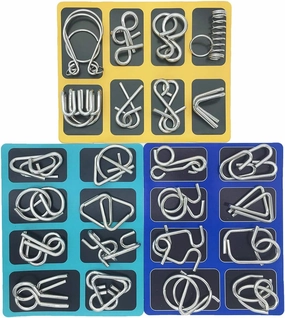 Set of 24 Metal Puzzles Brain Teasers for Adults Bent Nail Puzzle Chinese Brain Toys for Dementia Patients by Kvvdi