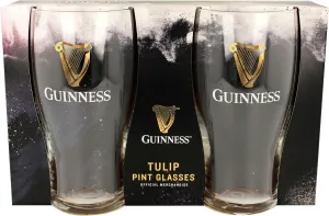 Shamrock Gift Company Guinness Tulip Pint Glasses - Traditional Guinness Pint Glasses - 2 Pack