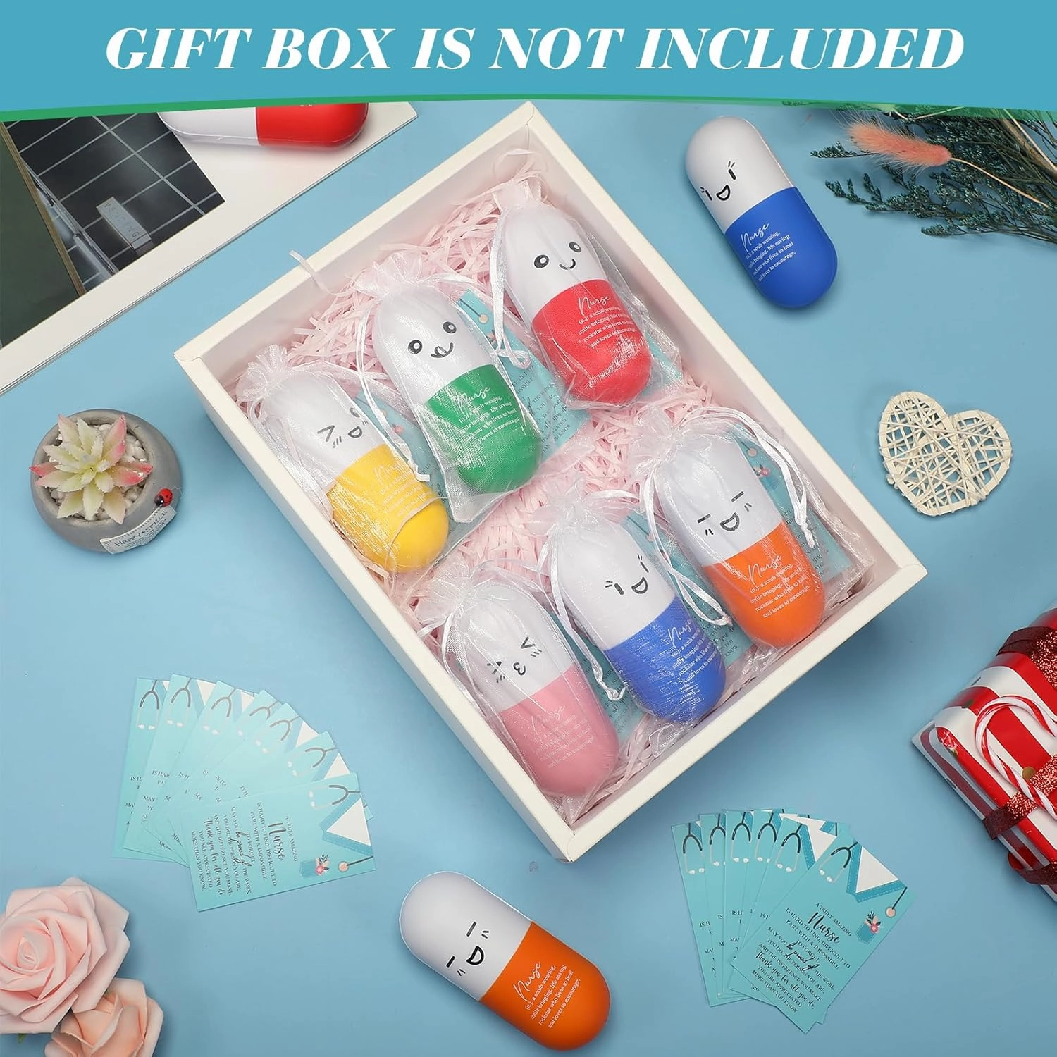 Shappy 24 Set CNA Week Gifts Nurse Pill Heart Stress Balls Nurse Thank You Appreciation Gifts Bulk Relief Stress Inspirational Motivational Squeeze Foam Balls Anger Management Toys with Card (Pill)