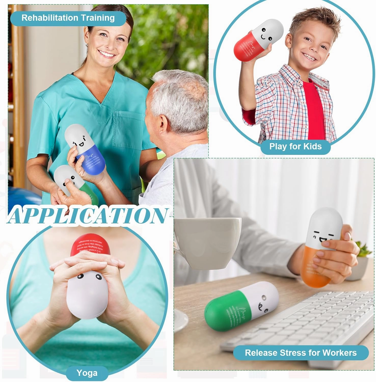 Shappy 24 Set CNA Week Gifts Nurse Pill Heart Stress Balls Nurse Thank You Appreciation Gifts Bulk Relief Stress Inspirational Motivational Squeeze Foam Balls Anger Management Toys with Card (Pill)