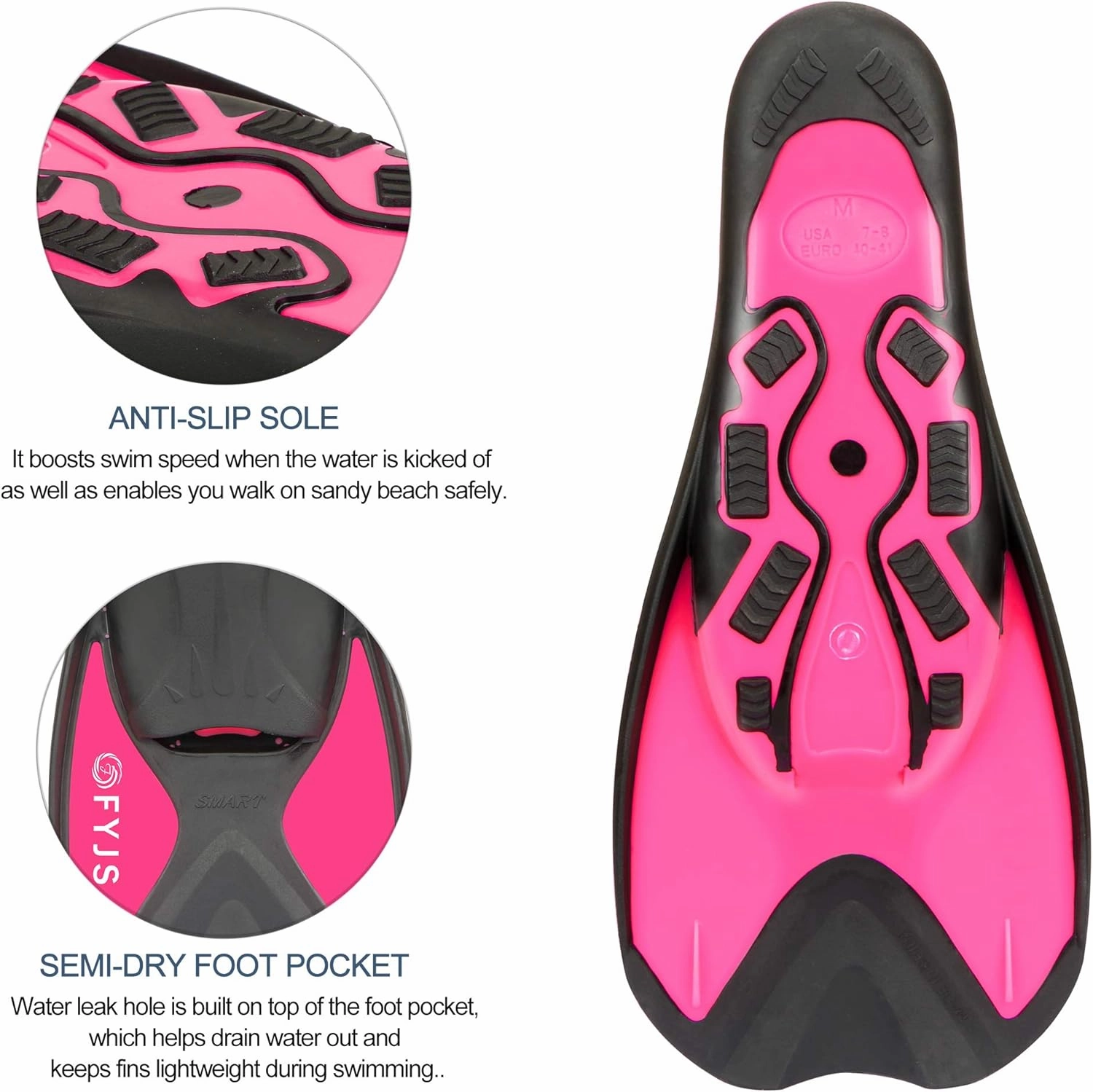 Short Swim Fins, Travel Size Diving Flippers with Mesh Carrying Bag for Adult Men Women