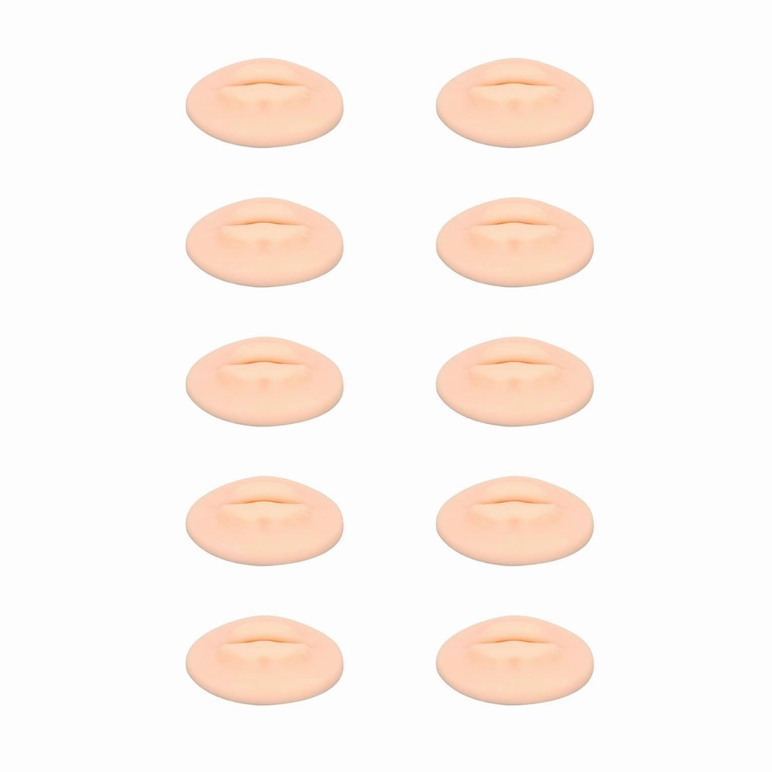 Silicone Practice Lips 3D Fake Lips for Semi Permanent Training with Teeth Shape, Pack of 10, Ideal for Novice Embroiderers, Soft and Elastic Material (Light Beige)