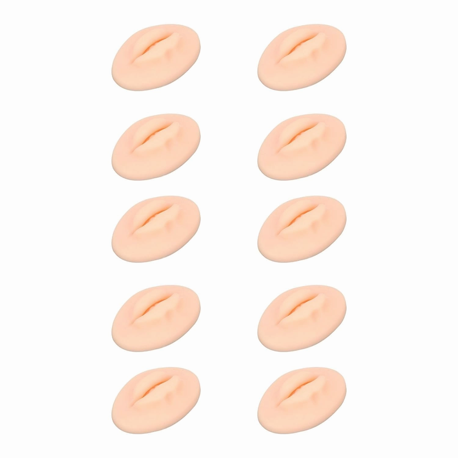 Silicone Practice Lips 3D Fake Lips for Semi Permanent Training with Teeth Shape, Pack of 10, Ideal for Novice Embroiderers, Soft and Elastic Material (Light Beige)