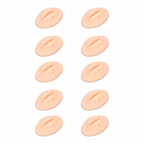 Silicone Practice Lips 3D Fake Lips for Semi Permanent Training with Teeth Shape, Pack of 10, Ideal for Novice Embroiderers, Soft and Elastic Material (Light Beige)