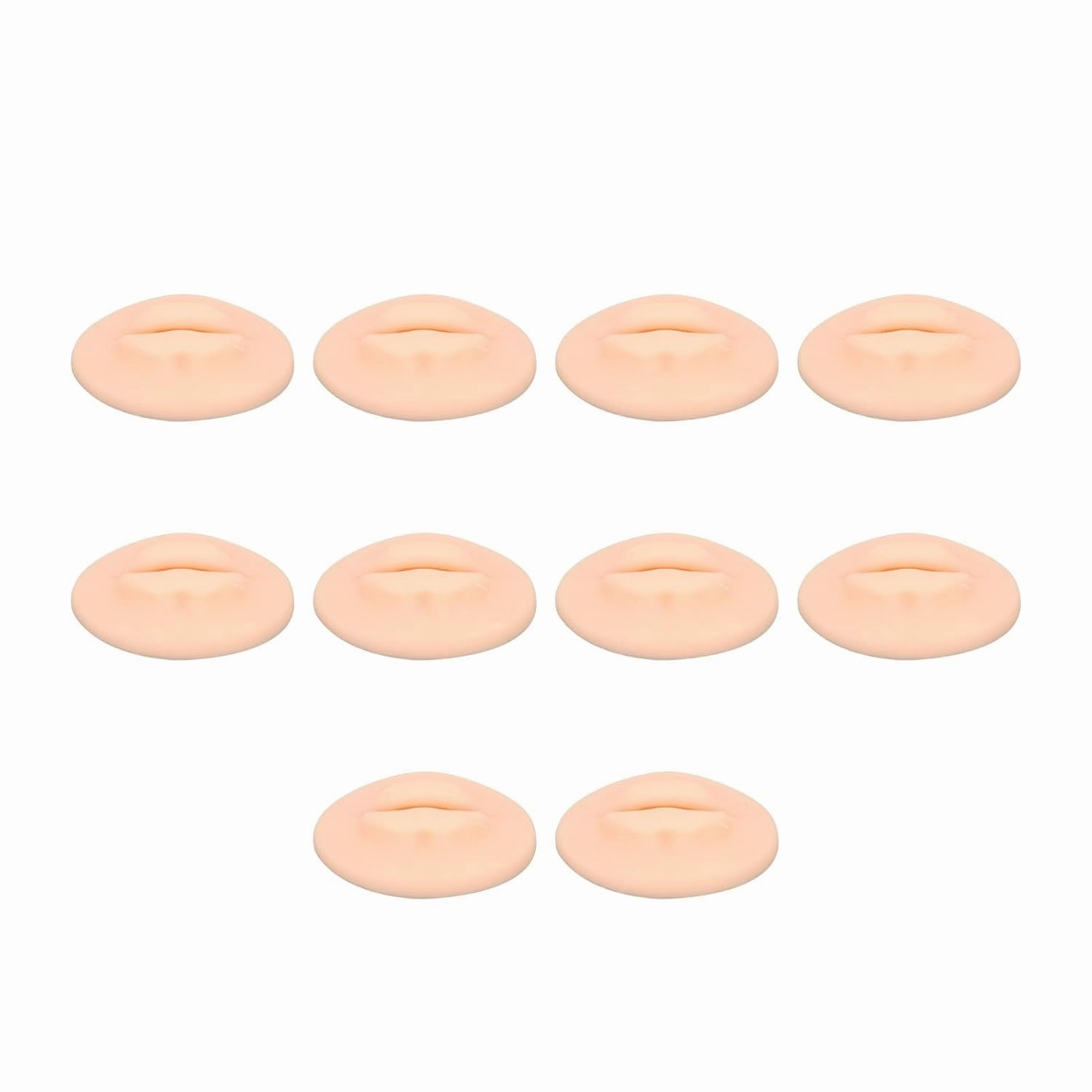 Silicone Practice Lips 3D Fake Lips for Semi Permanent Training with Teeth Shape, Pack of 10, Ideal for Novice Embroiderers, Soft and Elastic Material (Light Beige)