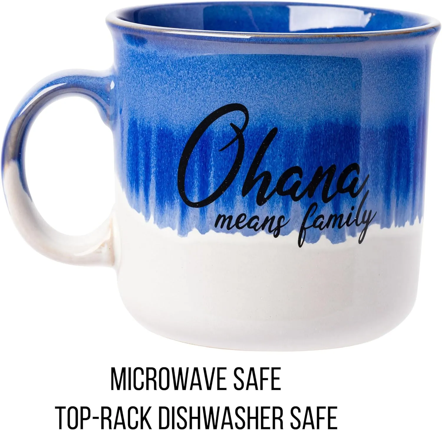 Silver Buffalo Disney Lilo and Stitch Ohana Means Family Reactive Glaze Ceramic Camper Mug, 20 Ounces