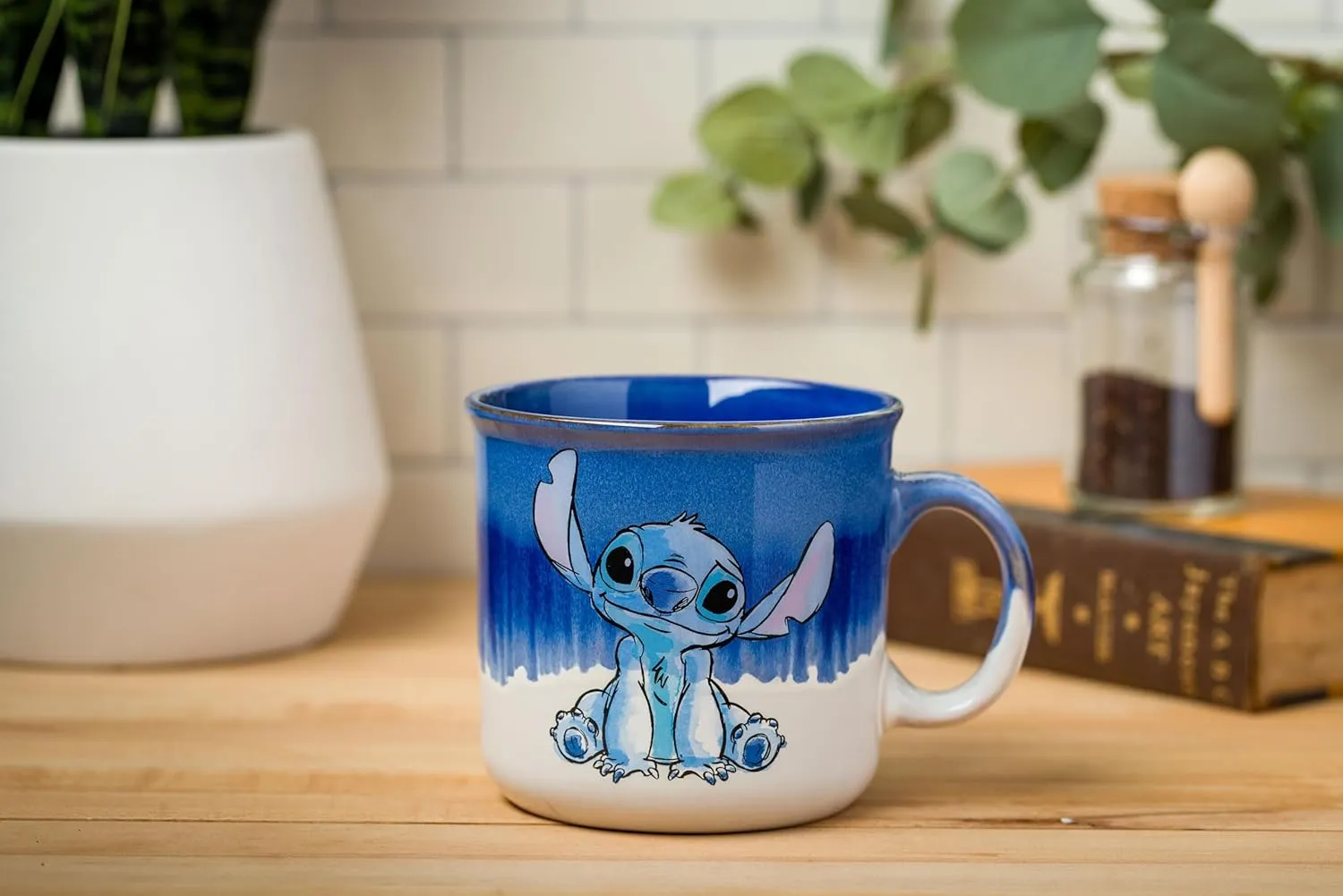 Silver Buffalo Disney Lilo and Stitch Ohana Means Family Reactive Glaze Ceramic Camper Mug, 20 Ounces