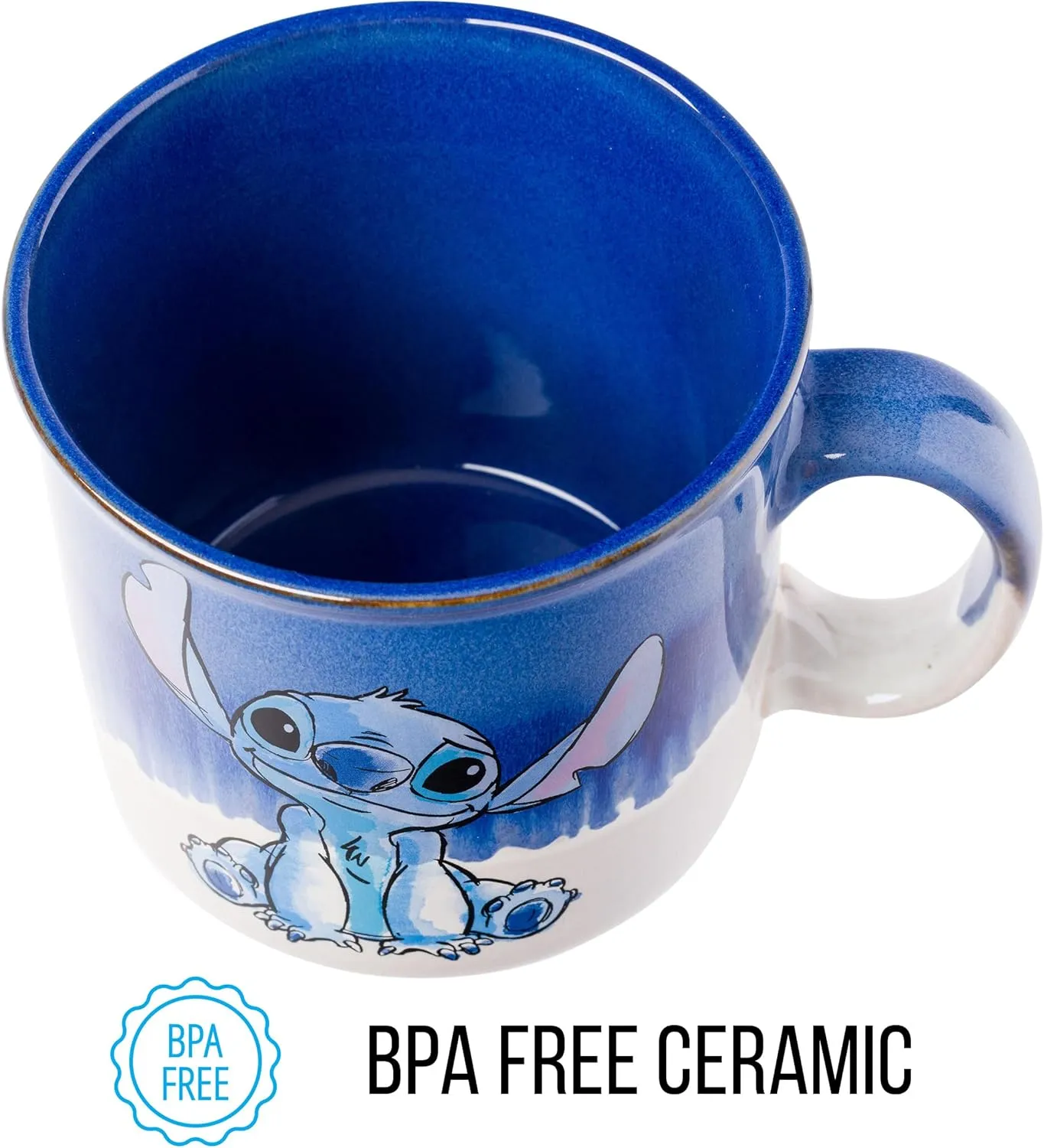 Silver Buffalo Disney Lilo and Stitch Ohana Means Family Reactive Glaze Ceramic Camper Mug, 20 Ounces