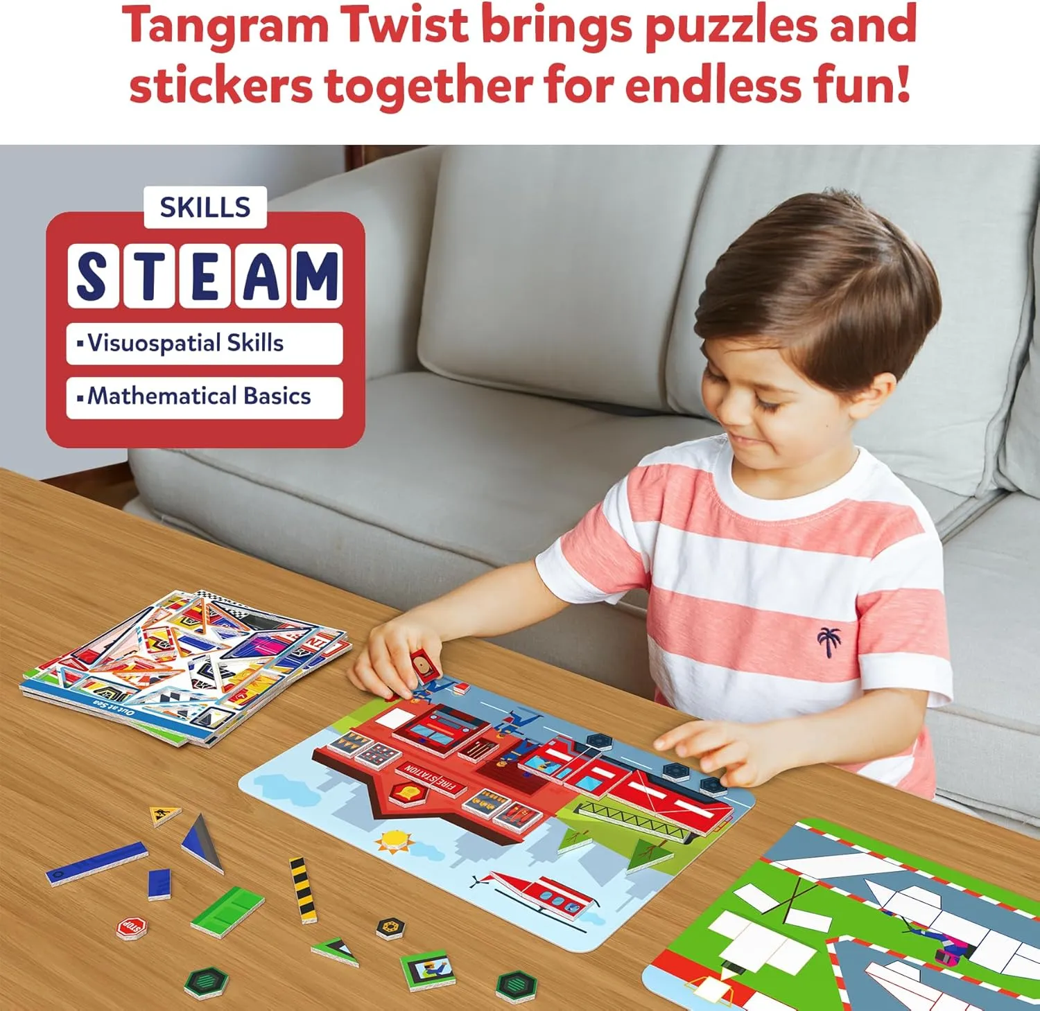 Skillmatics Tangram Sticker Puzzles - Educational Art & Craft Activity with 150  Foam Tangram Stickers, Creative Toys & Games for Boys & Girls Ages 4, 5, 6, 7