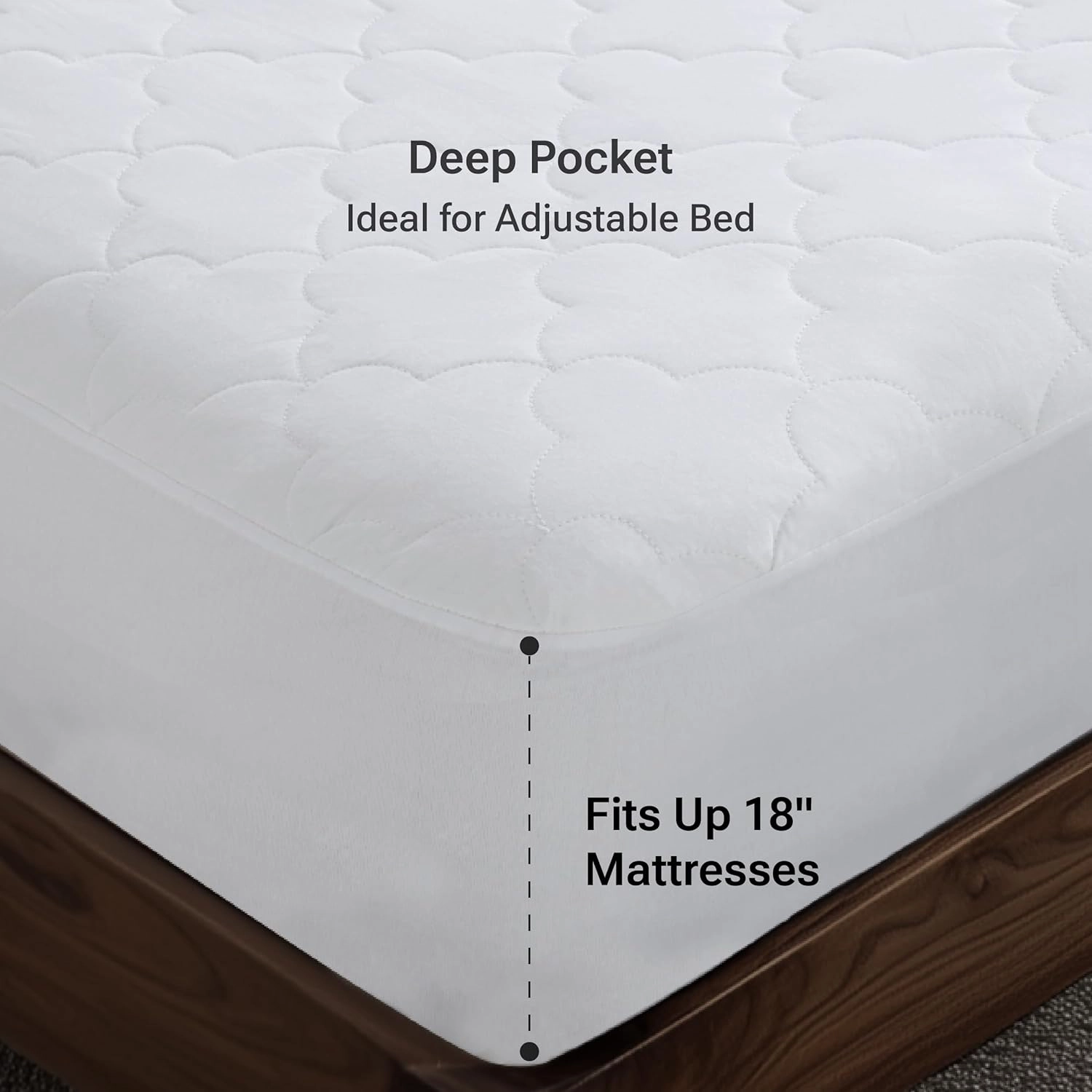 Sleep Philosophy Twin XL Mattress Pad, Cotton Mattress Protector Classic Cloud Quilted Bed Cover, All Natural Breathable Mattress Topper Fitted Pocket Fits Up to 16", Machine Washable, Twin XL White