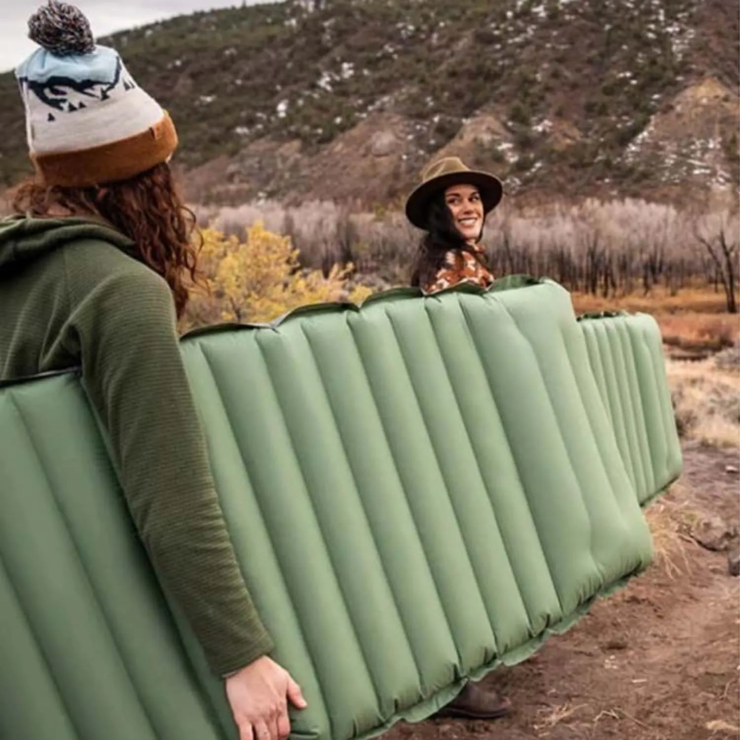 Sleeping Pad for Camping, Camping Sleeping Pad with Pillow, Foldable Pad for Camping, Sleeping Mats for Adults, for Travelling, Picnic, Backpacking, Hiking (Orange)