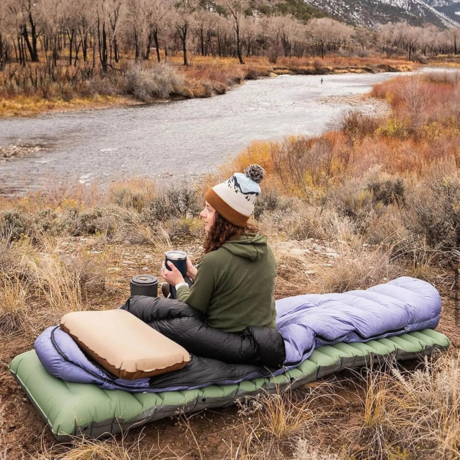 Sleeping Pad for Camping, Camping Sleeping Pad with Pillow, Foldable Pad for Camping, Sleeping Mats for Adults, for Travelling, Picnic, Backpacking, Hiking (Orange)