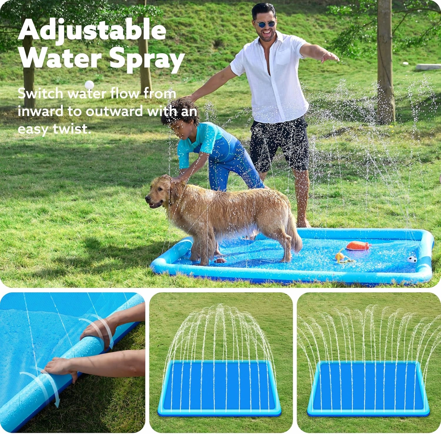 SLOOSH Non-Slip Splash Pad Sprinkler - Summer Water Toys Sprinkler Mat for Kids Toddlers Dogs, Outdoor Backyard Pool Party Decor Outside Water Games Fountain Wading Baby Pool Boys Girls Gifts (6ft)