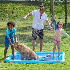 SLOOSH Non-Slip Splash Pad Sprinkler - Summer Water Toys Sprinkler Mat for Kids Toddlers Dogs, Outdoor Backyard Pool Party Decor Outside Water Games Fountain Wading Baby Pool Boys Girls Gifts (6ft)