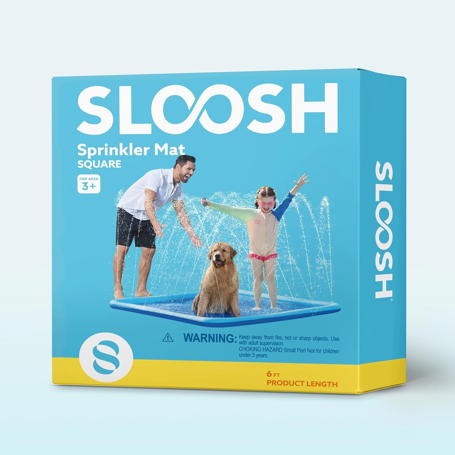 SLOOSH Non-Slip Splash Pad Sprinkler - Summer Water Toys Sprinkler Mat for Kids Toddlers Dogs, Outdoor Backyard Pool Party Decor Outside Water Games Fountain Wading Baby Pool Boys Girls Gifts (6ft)
