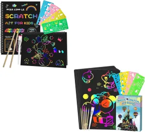 Smasiagon Scratch Paper Art Set for Kids, 2 Pack Scratch Book   60 Pcs Scratch Paper Crafts Kits for 3-12 Years Old Girls Boys Gifts for Halloween Christmas Party Favor Games Activity